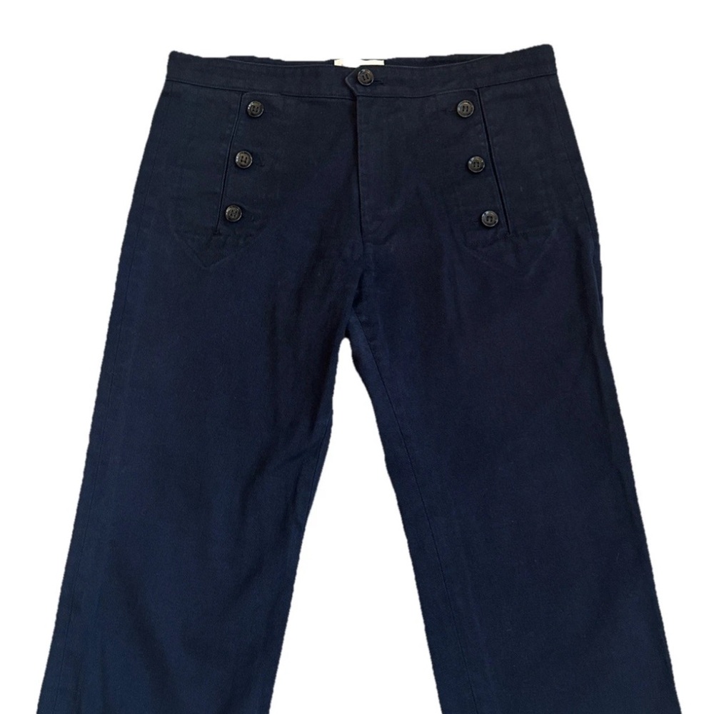 Isabele Marant Etoile Navy Blue Wide Leg Cropped Jeans Pants Size 42 100% Cotton